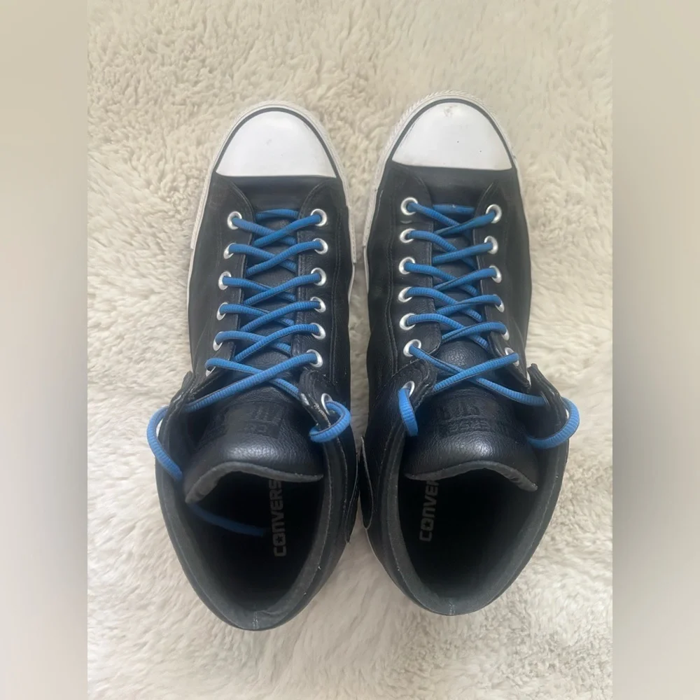 Converse Chuck Taylor All Star Leather High-Top Sneakers Blue Laces Size: 12 - Picture 5 of 8